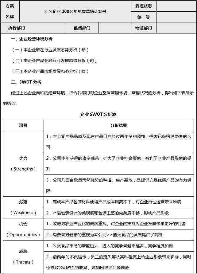 营销计划书模板(营销方案计划书模板)