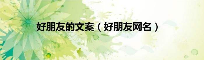 好朋友文案(介绍好朋友文案)